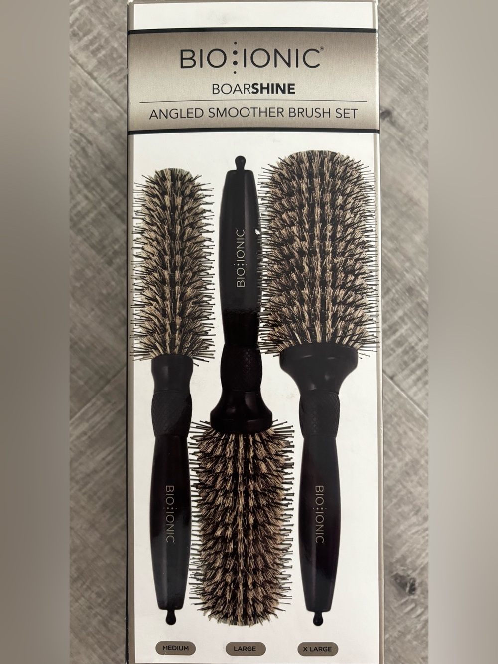 Bio:ionic BoarShine Angled Smoother Brush Set -M•L•XL